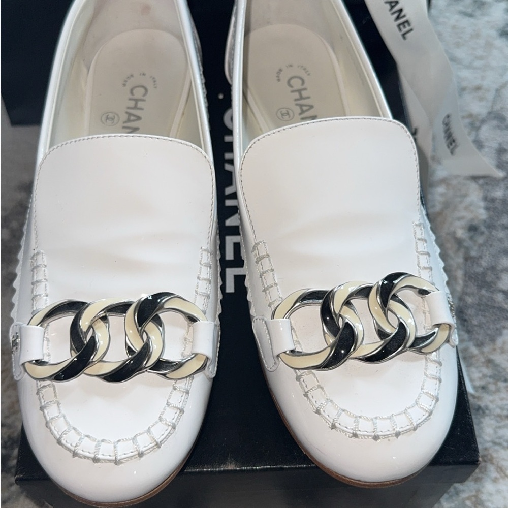 Chanel Women's White Loafers